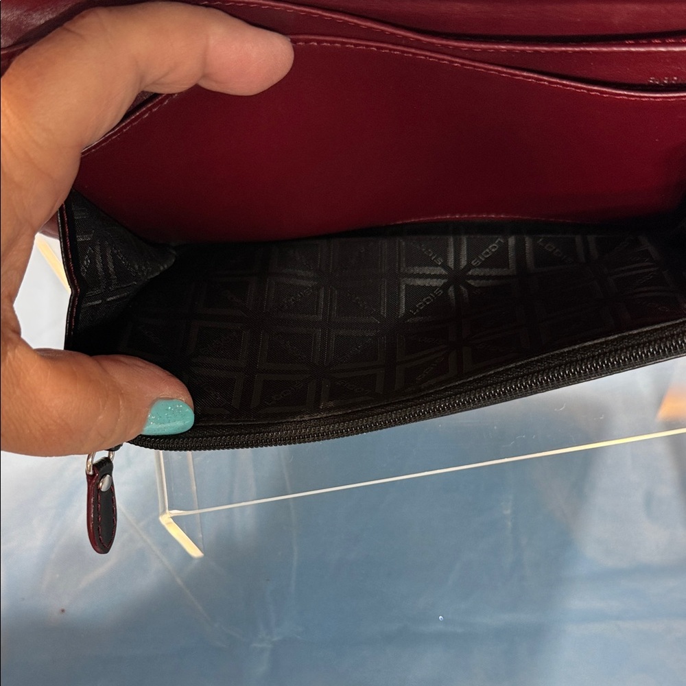 Lodis Black and Burgundy Leather Clutch. Very Soft Leather - Picture 7 of 8